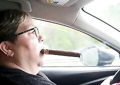 I love being an exhibitionist! I just love the looks I get when driving down the highway sucking on a precious large cigar! Whether I am sucking in th