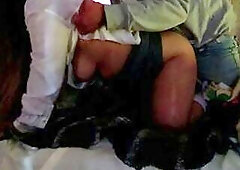 Latin chick on all fours receives anal sex from the physical education teacher