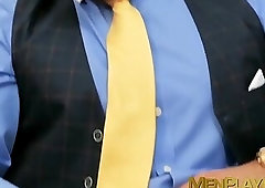 Businessmen relax and then have sex in their cozy office