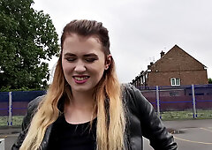 Watch Misha Cross take a massive facial outdoors in leather thong