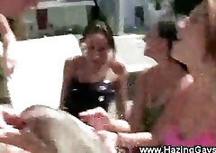 Straight twinks commanded to suck cock