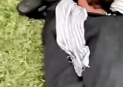 Twink fag sucks a homeless big cock on public park