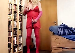 In red nylons crossdresser