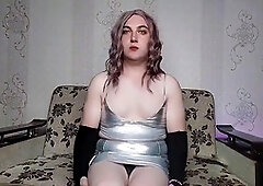 Hot adventures of a sexy blonde crossdresser in live action