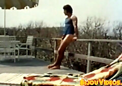 Retro jock hot anal play and wanking solo on the terrace