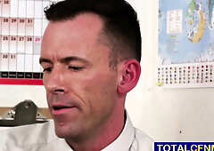 Office ladies exploring collegue's shaft at desk