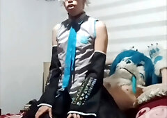 Fur-clad furry cosplayer Jayleen The Blue Wolf pokes her girlfriend Lexi Collins Basto in a playful scene