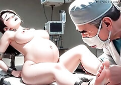 Lustful doctor worships the feet of a very preggo woman inside the operating room. This chab licks her soles and sucks her toes with longing during th