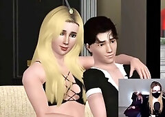 Dominatrix Amber Candyfloss watches her own fetish film from behind the scenes