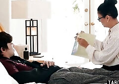 Youthful man couldn't move but his older teacher moved on his ramrod