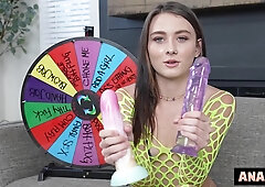Anal Slut Uses The Wheel Of Anal To See What Will Stretch Her Butthole