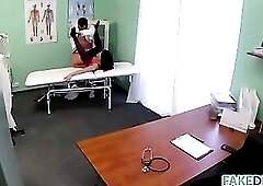 Cute and stupid woman is having sex with her doctor believing that its a part of her therapy