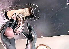 Nurse Kitty's patient is locked in a chastity cage and was rushed to the milking table exam room for a giant cum extraction. Her assessment deter