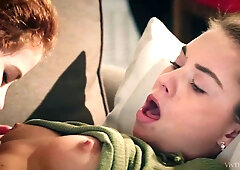 Hawt redhead Adel C masturbates to an erotic video as her girlfriend Sabrisse watches, as clip 2 of Alis Locanta's steamy love triangle â€œLe