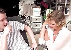 Oldnanny - Older Granny Seduces Concupiscent Guy In Garage