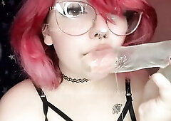 NON-BINARY HOTTY SPITS AND SUCKS ON SEX TOOL - Blair Barks