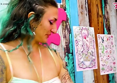 Italian TATTOO customer sucks and fucks while getting ink done!