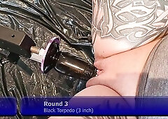 The sub is banged on the gyn chair with the screwing machine by 3 different dildos and made to squirt over and over once more. Highly moist session wi