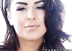 TS superstar Chanel Santini screws breasty mother I'd like to fuck Mercedes Carrera hard in several poses previous to cumming all over her thick 