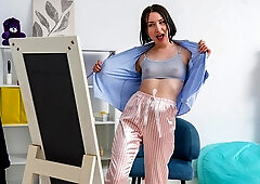 An awesome short-haired brunette Era Koin plays in solo style