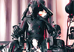 Rubber gimp bondage, latex rubber twinks, slave rubber bondage