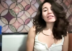 Cute amateur brunette naughty in solo jerking show on camera