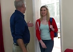 Dirty old man fucks a lovely blonde chick Aaliyah Hadid