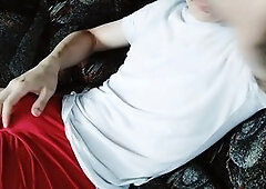 Slim guy masturbates, samples his own semen