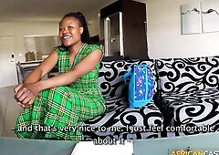 Amateur black hottie makes a mess unfathomable throating large white shlong from fake agent. For full scene, visit AFRICANCASTING