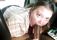 Older wife gagging on thick ebony wang