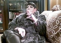 Crossdresser smoking, smoke