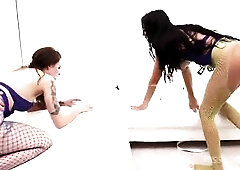 Busted open by three men, this sexy babe can’t get enough of the relentless triple penetration