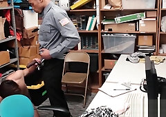 Young perpetrator bouncing on officers huge black cock