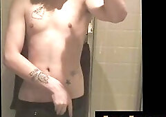 Super hot emo teen wanking his dick in mirror