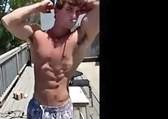 Fit hunk w bushy blonde pits flex
