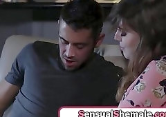 Curvy brunette trans Chelsea Poe gets anal fucked by a guy