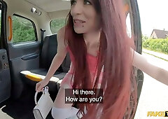 Irish redhead Isabella Both gets wild in a car during a fake taxi ride