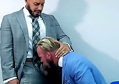 Classy hunk Malek Tobias anal drilled by sexy businessmen