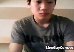 Asian twink masturbates for webcam