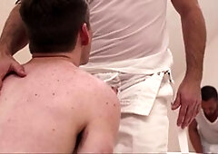 MissionaryBoys.com: Nervous Elder Campbell riding penis in office