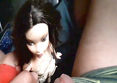 I cum in Barbiedollman's ebony stockings while she's in the shower