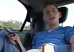 Sexy twink Josh Hancock surprise threesome at the back seat