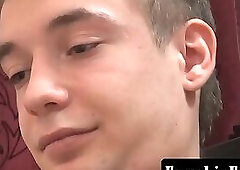 Slim twink with fat uncut cock in solo pleasing scene