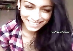 Teen & Pretty Shemale Tastes her Own Cum