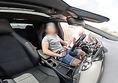An unknown beauty caught me wanking in the car and helps me finish cumming