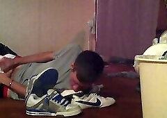 left alone with str8 buddies kicks/too high to nut