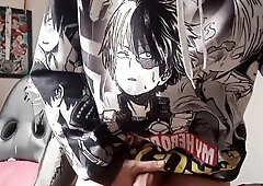 Insane otaku massages himself in front of the camera