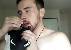 Serious male bondage latex, nose fetish, heavy rubber bondage fetish