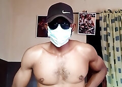 Torrid Nigerian Man Jerking, Prodding and Flashing his Donk while Home alone