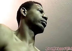 Fat american pervert strokes and sucks a big black cock